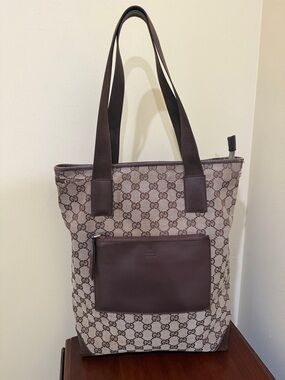 Gucci Tote  GG Supreme Canvas Tote with Leather Pocket Gucci Shoulder tote